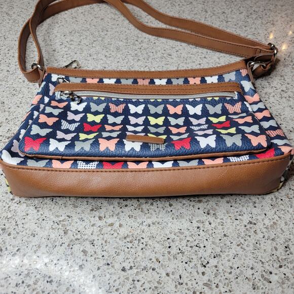 RELIC by Fossil Faux Leather Multicolor Butterfly Adjustable Crossbody Purse Bag - Picture 7 of 14